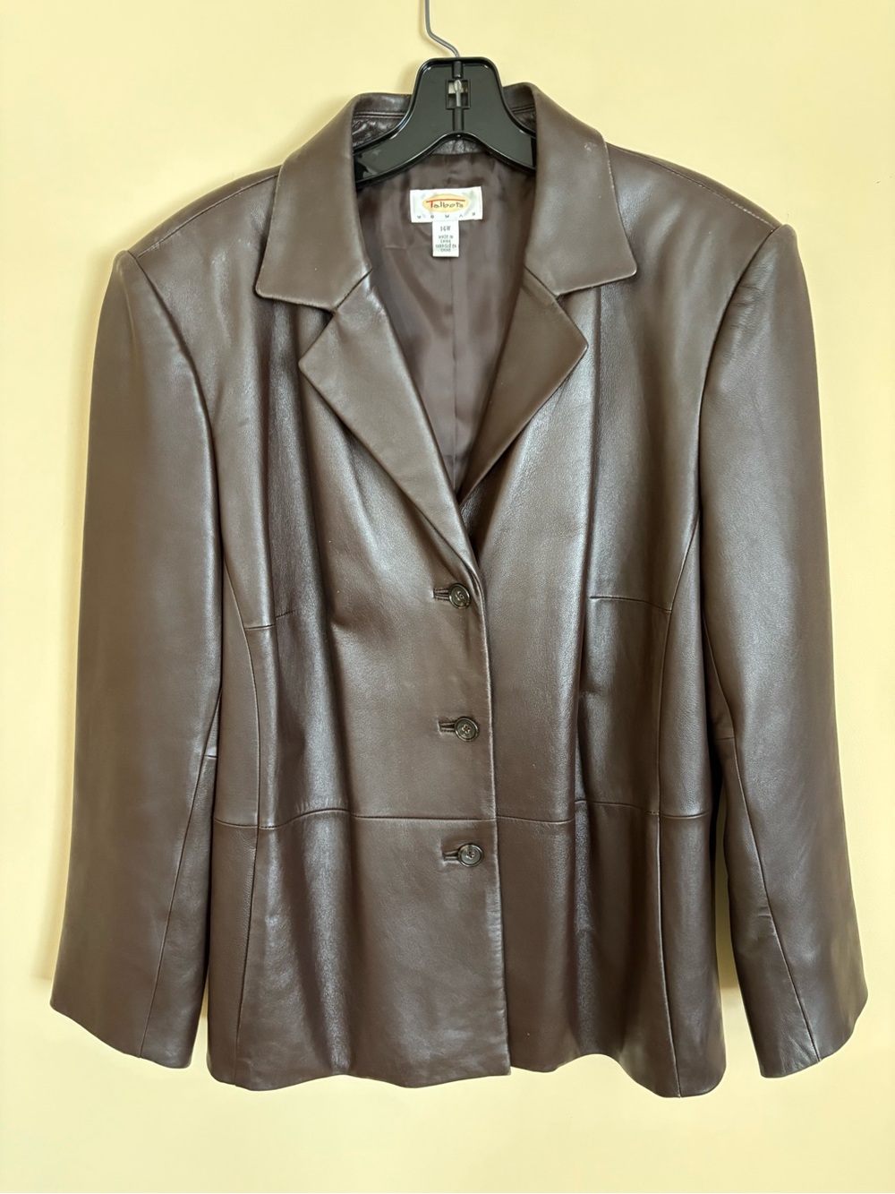 Talbots Dark Brown Leather Blazer Jacket